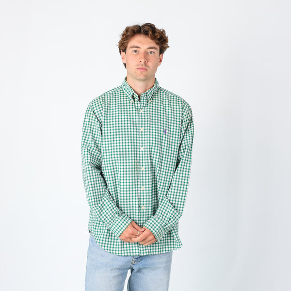 Light Green 90s Polo Jeans Ralph Lauren Long Sleeve T-Shirt (XL)
